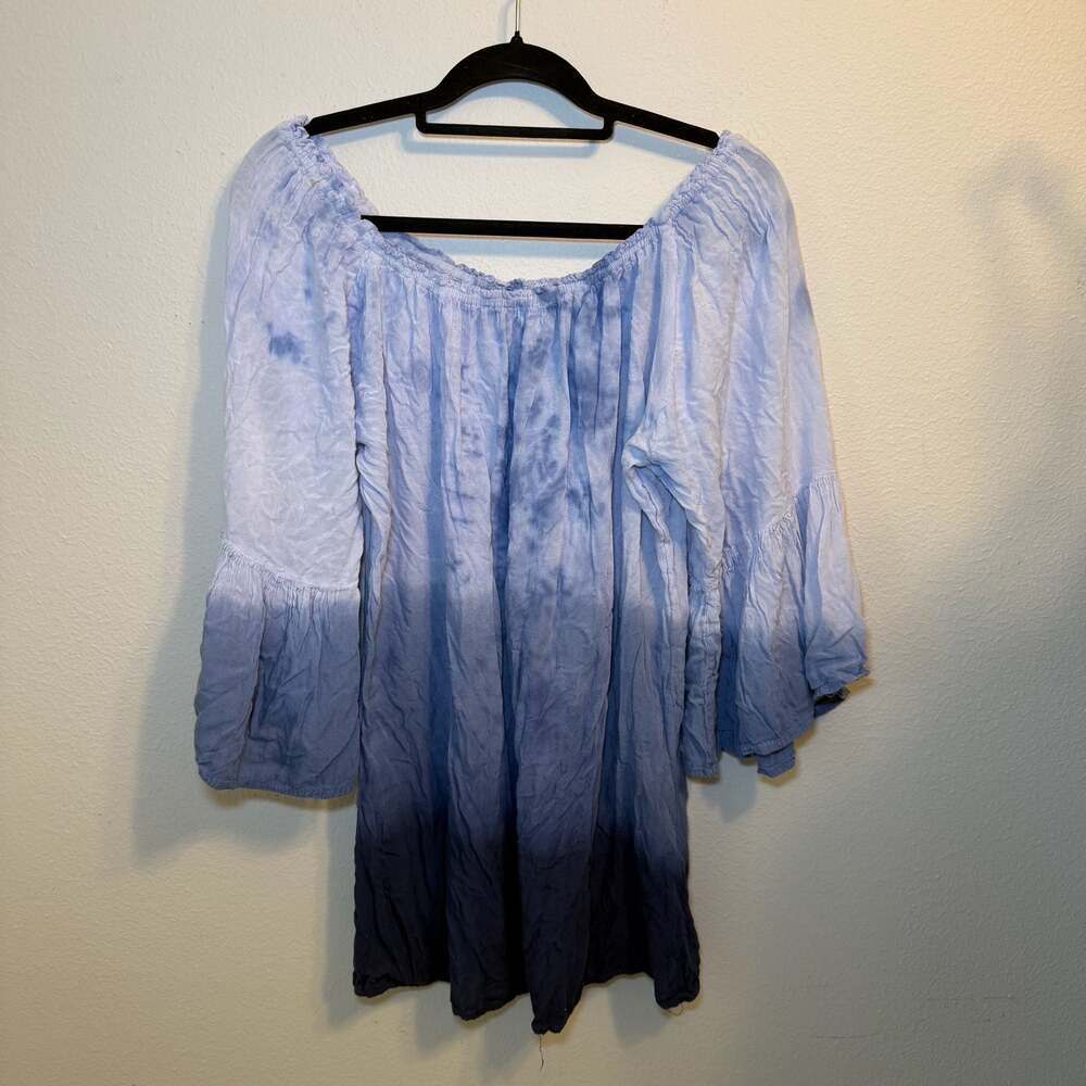 Exist Beach Off-Shoulder Ombre Bell Sleeve Tunic